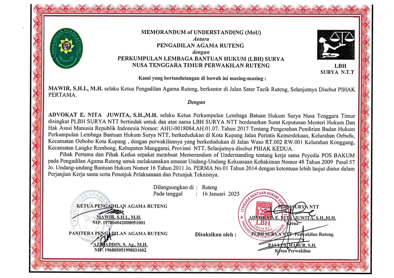 Mou LBH PA Ruteng 2025